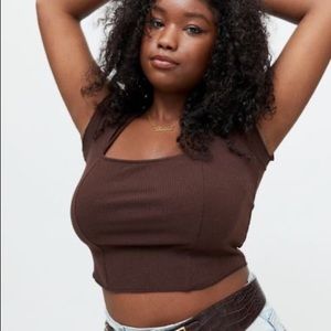 Urban Outfitters Meg Squareneck Top Brown